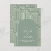 Moderne Arch Line Art Sage Green Formal Wedding Save The Date (Voorkant / Achterkant)