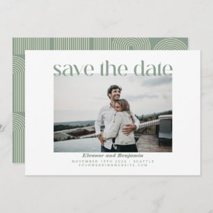 Moderne Arch Line Art Sage Green Photo Wedding Save The Date