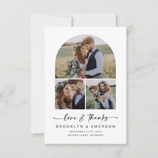 Moderne Arch Love & Bedankt | 3 Weddenschap op fot (Voorkant)