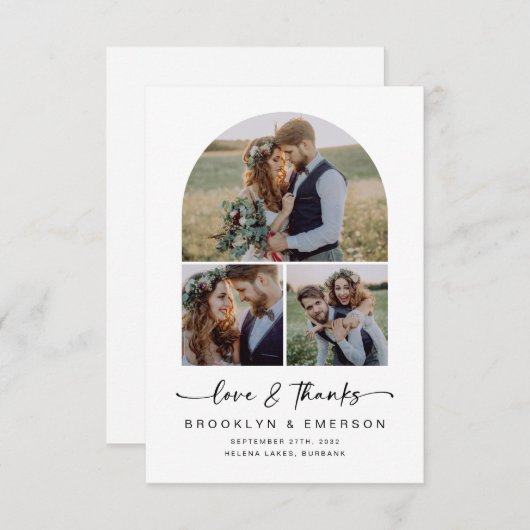 Moderne Arch Love & Bedankt | 3 Weddenschap op fot (Voorkant / Achterkant)