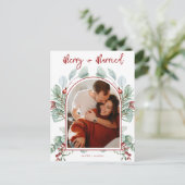 Moderne Arch Merry + Gehuwd Briefkaart (Staand voorkant)