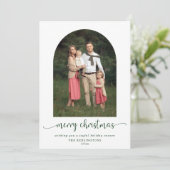 Moderne Arch Merry Kerstfeestdag Foto Feestdagenkaart (Staand voorkant)
