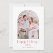 Moderne Arch Minimalist Red Happy Feestdagenkaart (Voorkant)