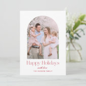 Moderne Arch Minimalist Red Happy Feestdagenkaart (Staand voorkant)