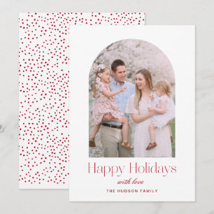 Moderne Arch Minimalist Red Happy Feestdagenkaart