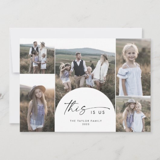 Moderne Arch Multi Photo Family News Dit zijn wij Feestdagenkaart (Voorkant)