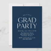 Moderne Arch Navy Colour Block Graduparty Kaart (Achterkant)