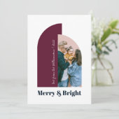 Moderne Arch Paars Blauwe Foto 2022 Kerstkaart (Staand voorkant)