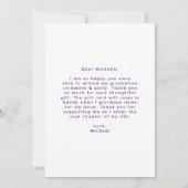 Moderne Arch Paars Color Block Afstuderen Foto Bedankkaart (Achterkant)