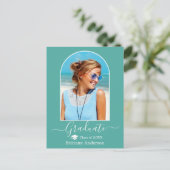 Moderne Arch Pet Calligrafie Blauwgroen Afstuderen Briefkaart (Staand voorkant)