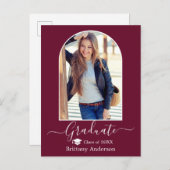Moderne Arch Pet Calligrafie Burgundy Afstuderen Briefkaart (Voorkant / Achterkant)