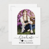 Moderne Arch Pet Calligrafie Foto Afstuderen Briefkaart (Voorkant / Achterkant)