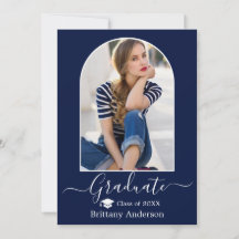 Moderne Arch Pet Calligrafie Foto Blue Afstuderen