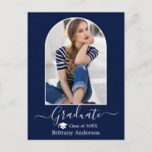 Moderne Arch Pet Calligrafie Foto Blue Afstuderen