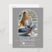 Moderne Arch Pet Calligrafie Gray Afstuderen Briefkaart (Voorkant / Achterkant)