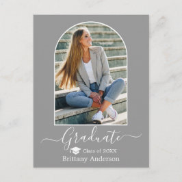 Moderne Arch Pet Calligrafie Gray Afstuderen Briefkaart