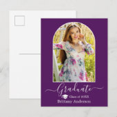 Moderne Arch Pet Calligrafie Paars Afstuderen Briefkaart (Voorkant / Achterkant)