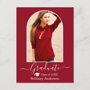 Moderne Arch Pet Calligrafie Rood Afstuderen Briefkaart