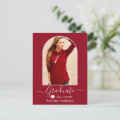 Moderne Arch Pet Calligrafie Rood Afstuderen Briefkaart (Staand voorkant)