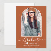 Moderne Arch Pet Calligrafie Terracotta Afstuderen Aankondiging (Voorkant / Achterkant)