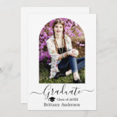 Moderne Arch Pet Calligraphy Afstuderen Aankondiging (Voorkant / Achterkant)