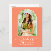 Moderne Arch Pet Calligraphy Coral Peach Afstudere Briefkaart (Voorkant / Achterkant)