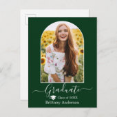 Moderne Arch Pet Calligraphy Green Afstuderen Briefkaart (Voorkant / Achterkant)