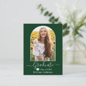 Moderne Arch Pet Calligraphy Green Afstuderen Briefkaart (Staand voorkant)