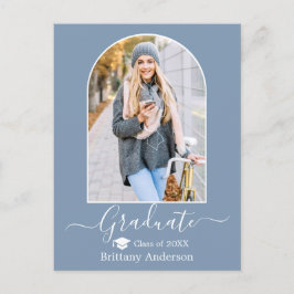 Moderne Arch Pet Dusty Blue Photo Afstuderen Briefkaart
