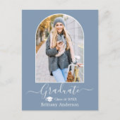 Moderne Arch Pet Dusty Blue Photo Afstuderen Briefkaart (Voorkant)