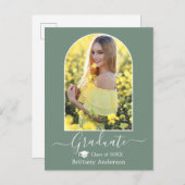 Moderne Arch Pet Sage Green Afstuderen Briefkaart (Voorkant / Achterkant)