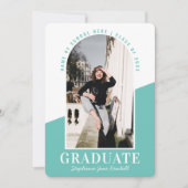 Moderne Arch Photo Blauwgroen Afstuderen Aankondiging (Voorkant)