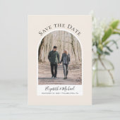 Moderne Arch Photo Cream Save The Date (Staand voorkant)