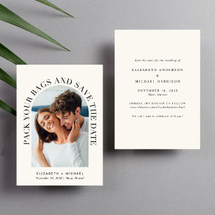 Moderne Arch Photo Destination Cream Wedding Save The Date