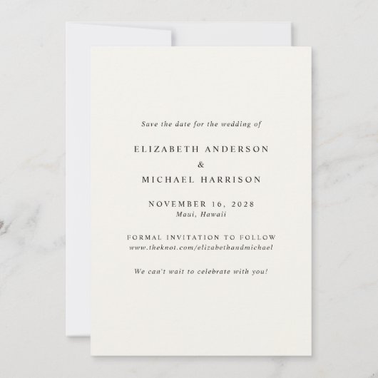 Moderne Arch Photo Destination Cream Wedding Save The Date (Achterkant)