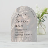 Moderne Arch Photo Engagement Party Kaart (Staand voorkant)