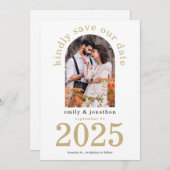 Moderne Arch Photo Gold Wedding Save The Date (Voorkant / Achterkant)