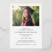 Moderne Arch Photo Graduation Party Folie Uitnodiging (Achterkant)