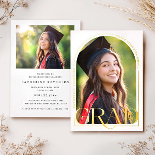 Moderne Arch Photo Graduation Party Folie Uitnodiging