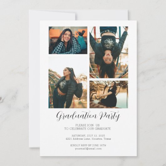 Moderne Arch Photo Graduation Party Kaart (Achterkant)