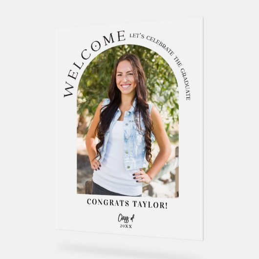 Moderne Arch Photo Graduation Party Welkom Frosted Acryl Bord (Hoek)