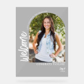 Moderne Arch Photo Graduation Party Welkom Frosted Acryl Bord (Voorkant)