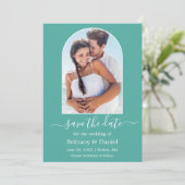 Moderne Arch Photo Lijst Blauwgroen Save The Date (Staand voorkant)