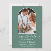 Moderne Arch Photo Lijst Eucalyptus Green Save The Date (Voorkant)