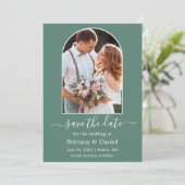Moderne Arch Photo Lijst Eucalyptus Green Save The Date (Staand voorkant)
