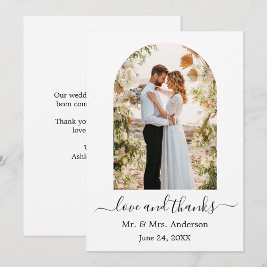 Moderne Arch Photo Lijst Love and Bedankt Wedding (Voorkant / Achterkant)