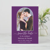 Moderne Arch Photo Lijst Paars Save The Date (Staand voorkant)
