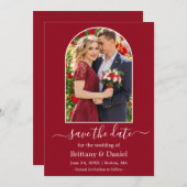 Moderne Arch Photo Lijst Red Save The Date (Voorkant / Achterkant)