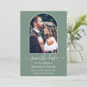 Moderne Arch Photo Lijst Sage Green Save The Date (Staand voorkant)