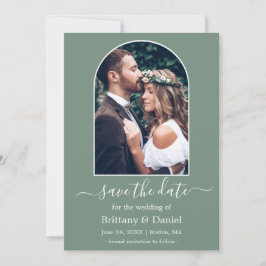 Moderne Arch Photo Lijst Sage Green Save The Date